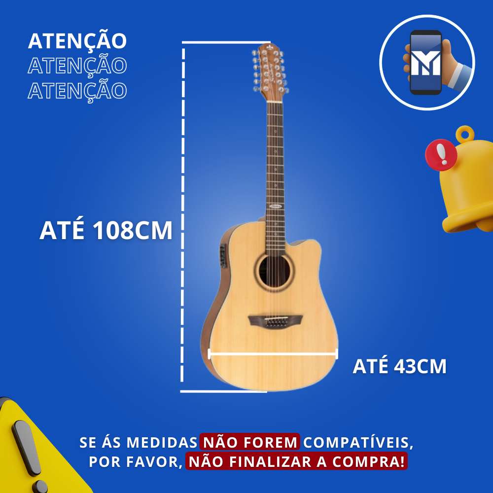 Capa De Violão 12 Cordas Acolchoada Ultra Premium Pelúcia