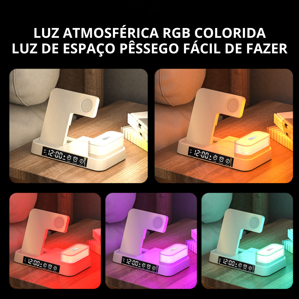 Carregador Sem Fio 3 em 1 Multifuncional com Suporte para Relógio e Carregamento Rápido 25W para iPhone