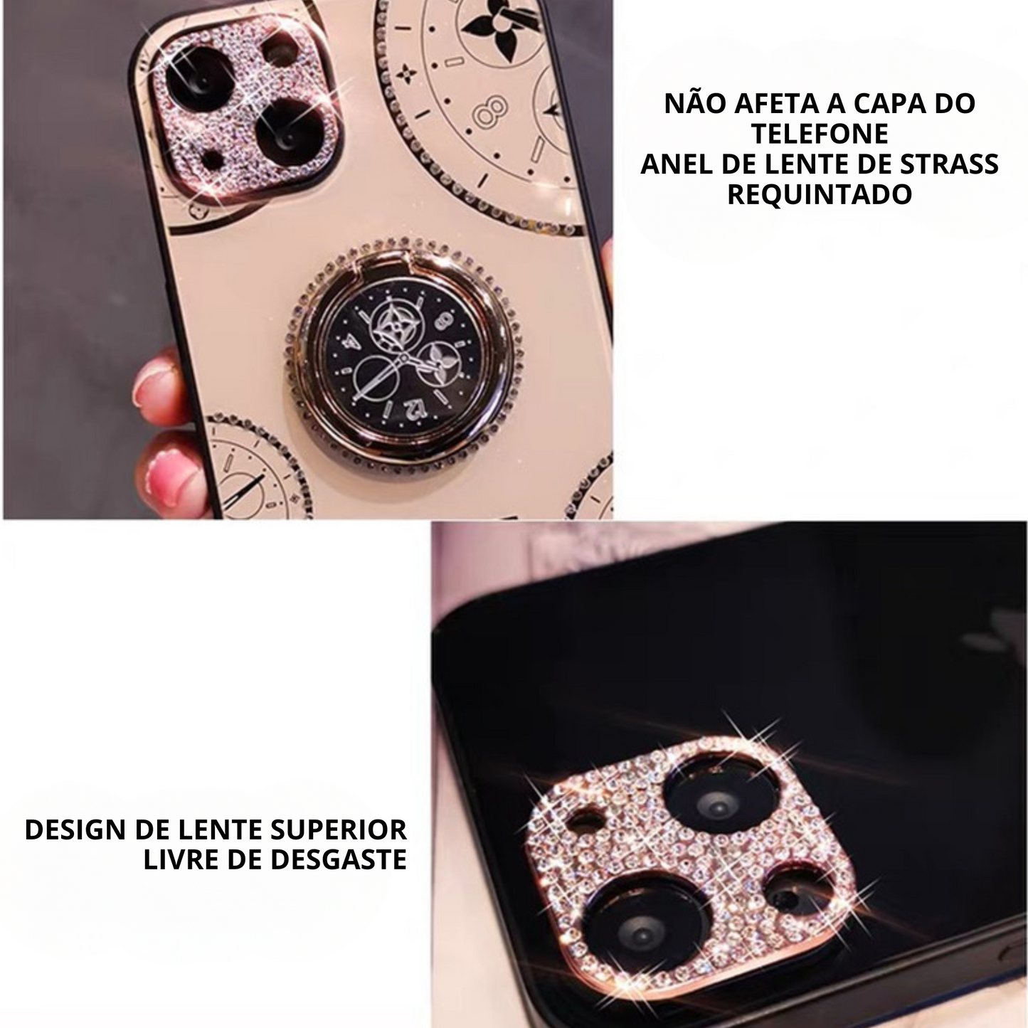 Película de Lente de Diamante à Prova d'Água com Flash Proteção para Câmera Traseira do iPhone