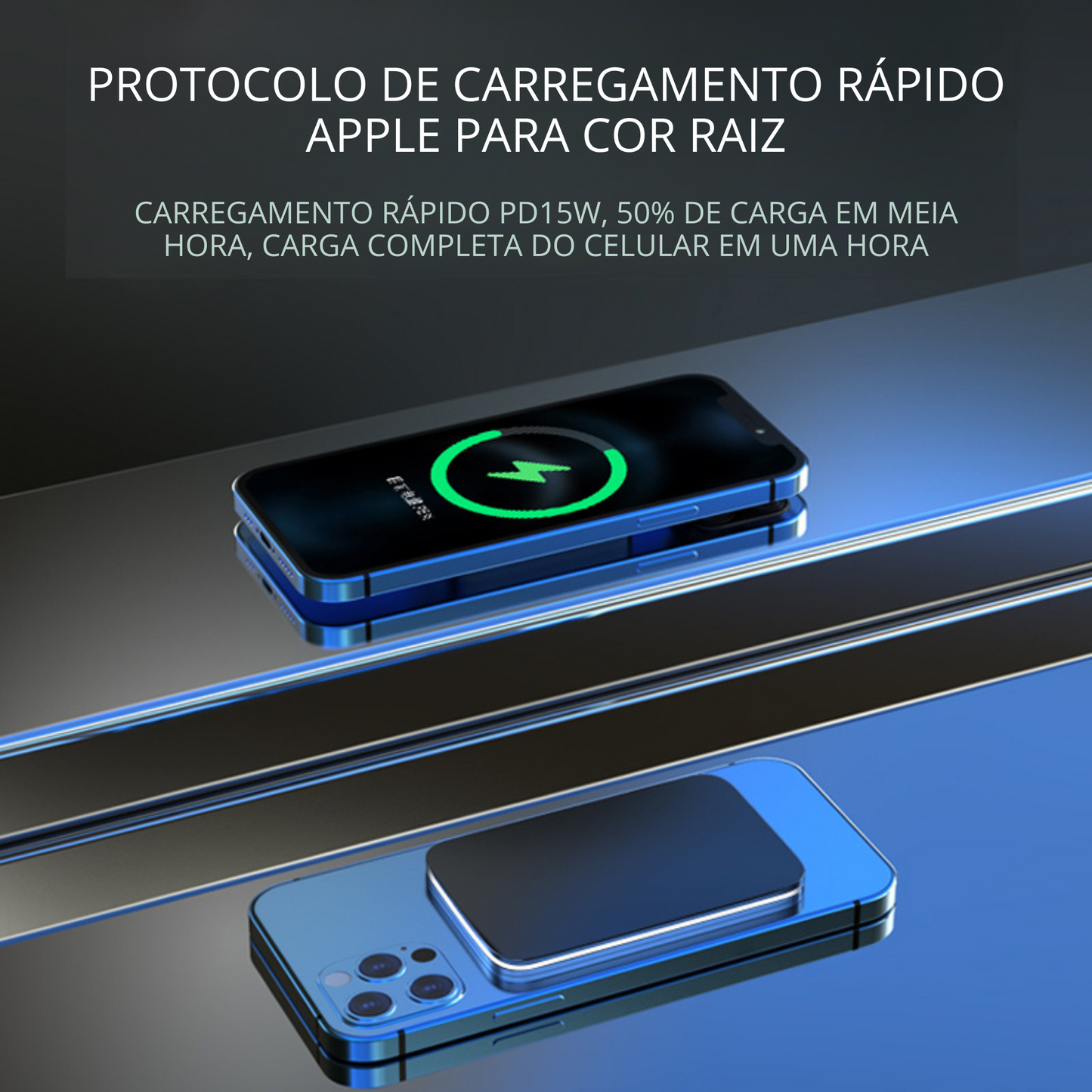 Carregador Magnético Sem Fio Apple MagSafe Móvel e Bateria Externa para iPhone