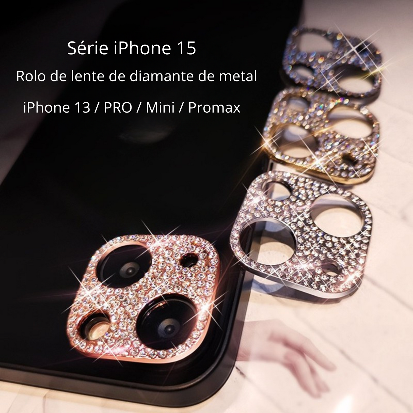 Película de Lente de Diamante à Prova d'Água com Flash Proteção para Câmera Traseira do iPhone