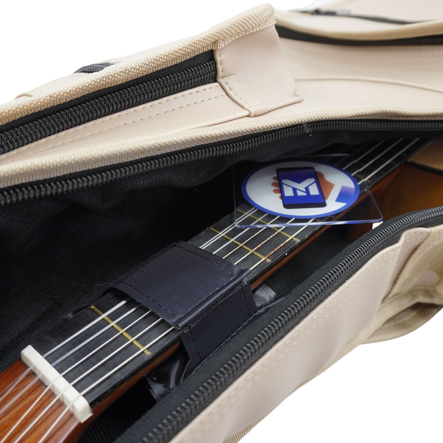 Capa Semi Case De Violão Bege Folk Premium Couro