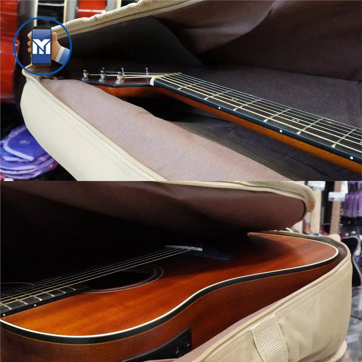 Capa De Violão Jumbo Bege Modelo Cargo Case Bag