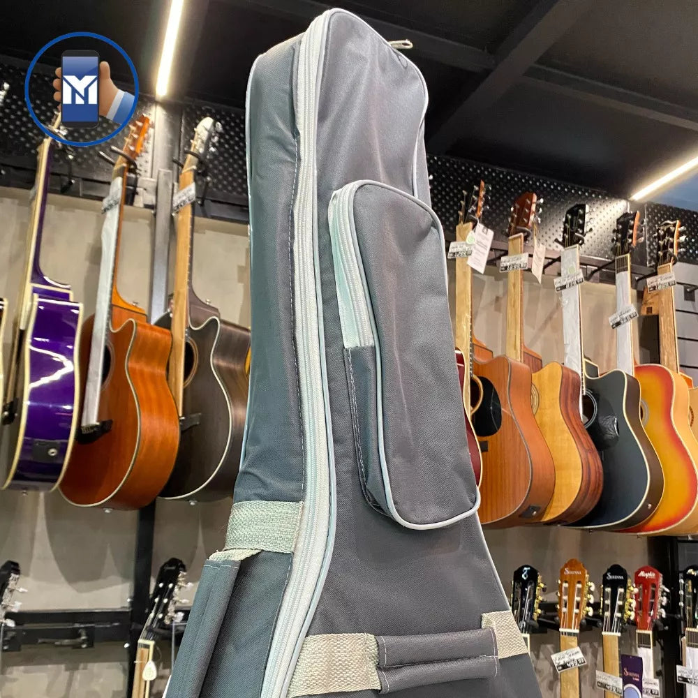 Gray Padded Classical Guitar Cover with Luxury Pocket Bag