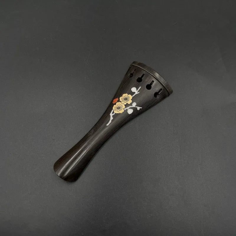 Espelho para Violino 4/4 em Ébano – Peça Entalhada com Incrustação de Madrepérola, Acessório para Violino