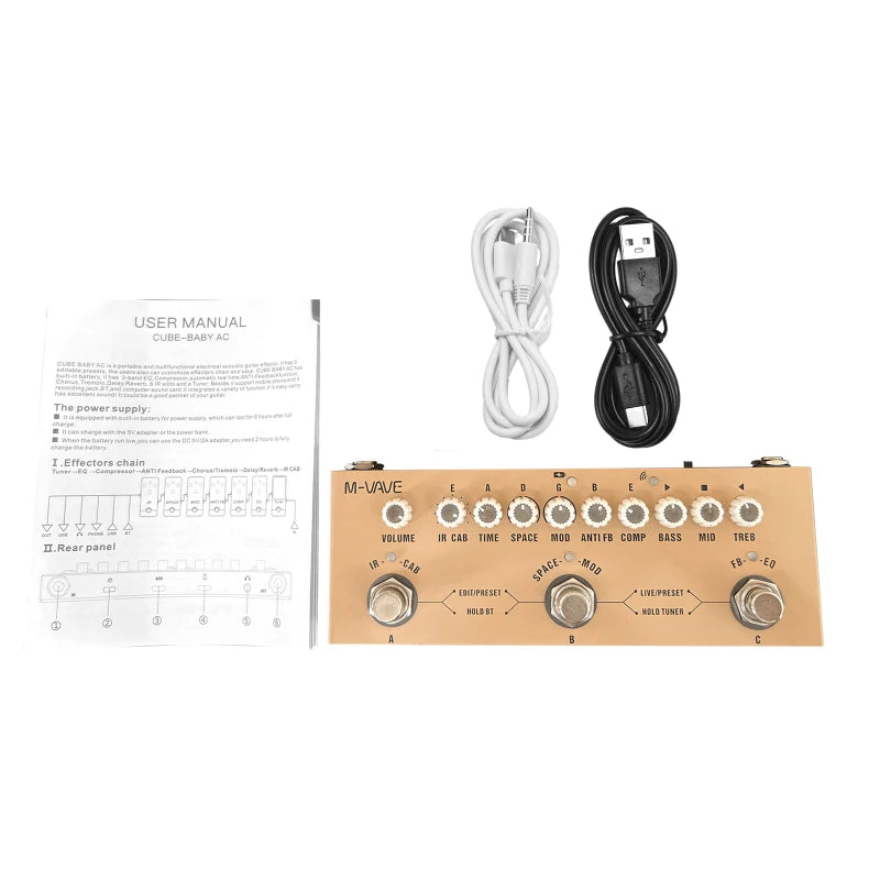 Pedal Multiefeitos Portátil M-VAVE CUBE BABY p/ Guitarra e Baixo