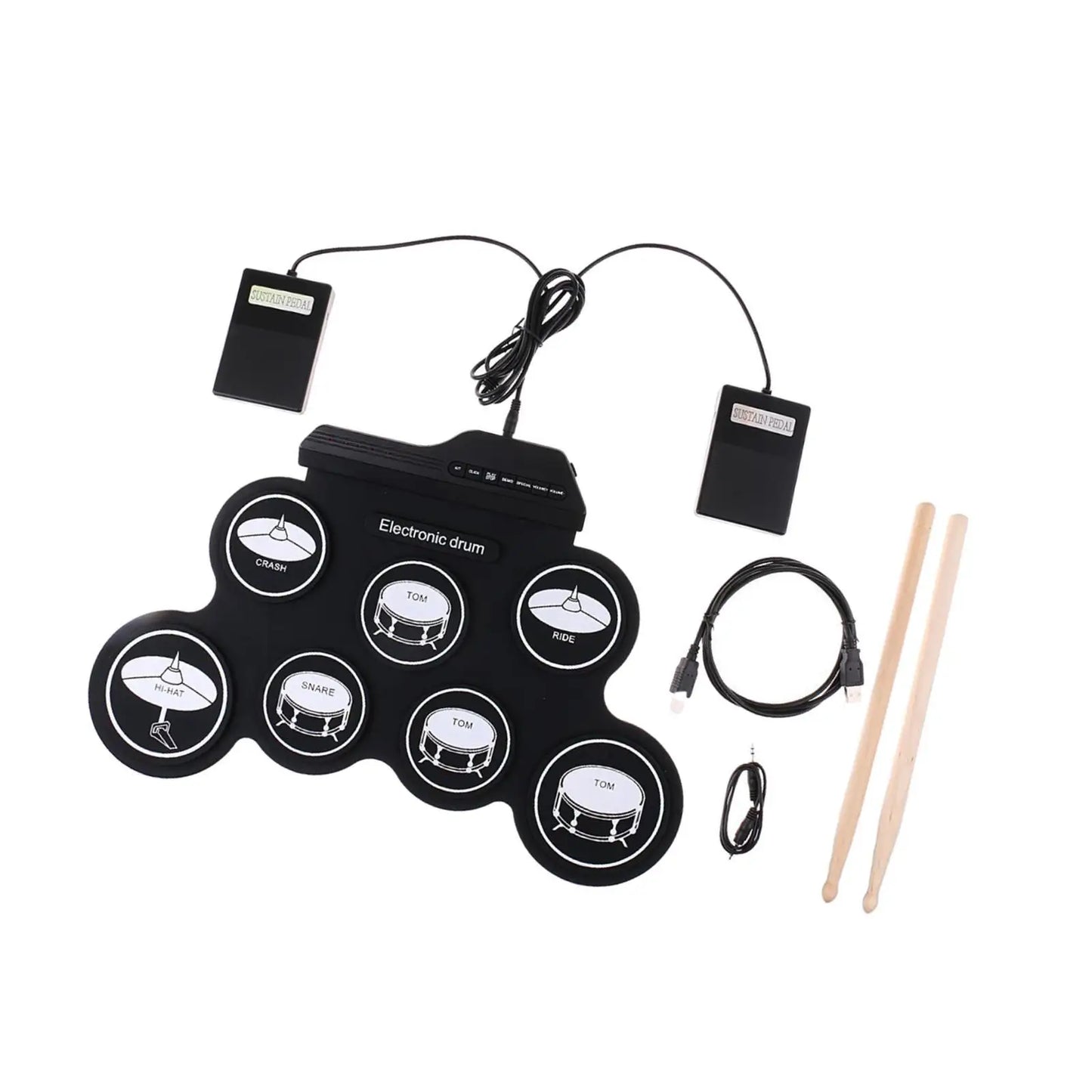 Bateria Eletrônica Portátil de Silicone com Baquetas