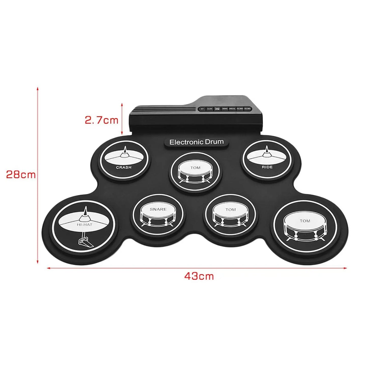 Bateria Eletrônica Portátil de Silicone com Baquetas