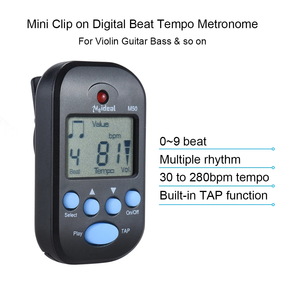 M50 Mini Metrônomo Digital Clip para Instrumentos de Corda