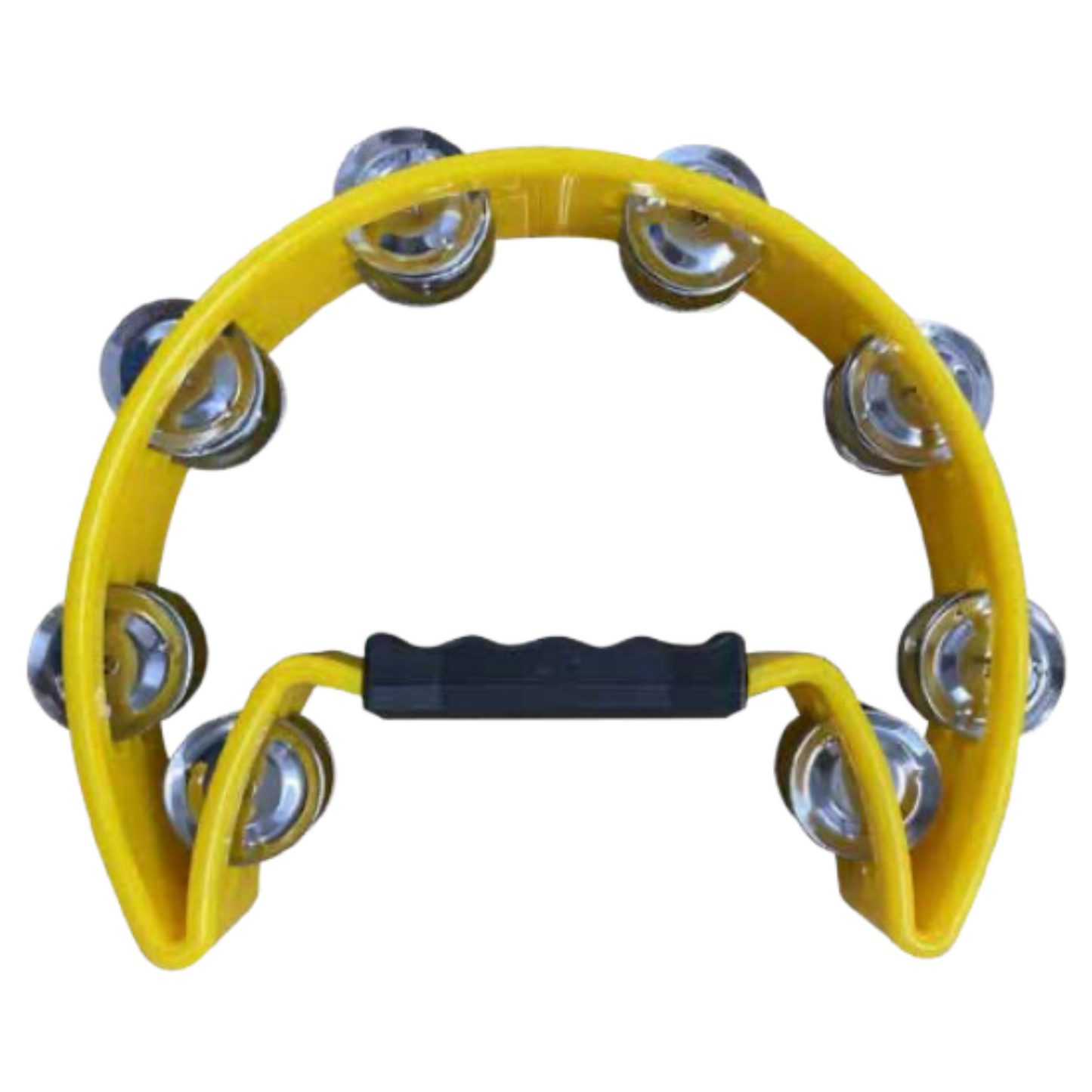 Pandeiro Meia Lua Amarelo Inox Com 12 Platinelas + Capa Simples