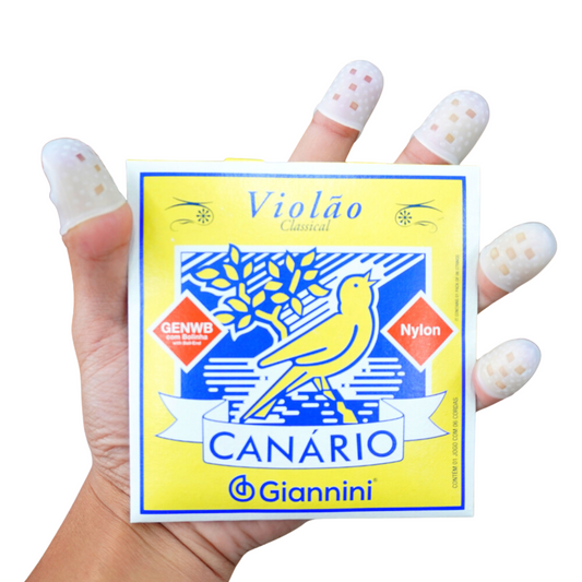 Kit Protetor De Dedo + Encordoamento Giannini Canário Para Violão Nylon