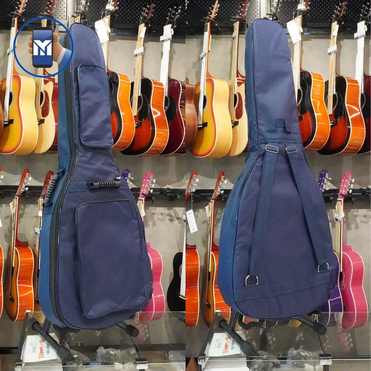 Capa De Violão 12 Cordas Acolchoada Azul Com Bolso Luxo Bag