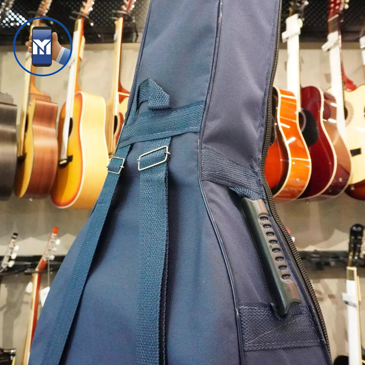 Blue Padded Folk Guitar Cover With Pocket Luxury Bag